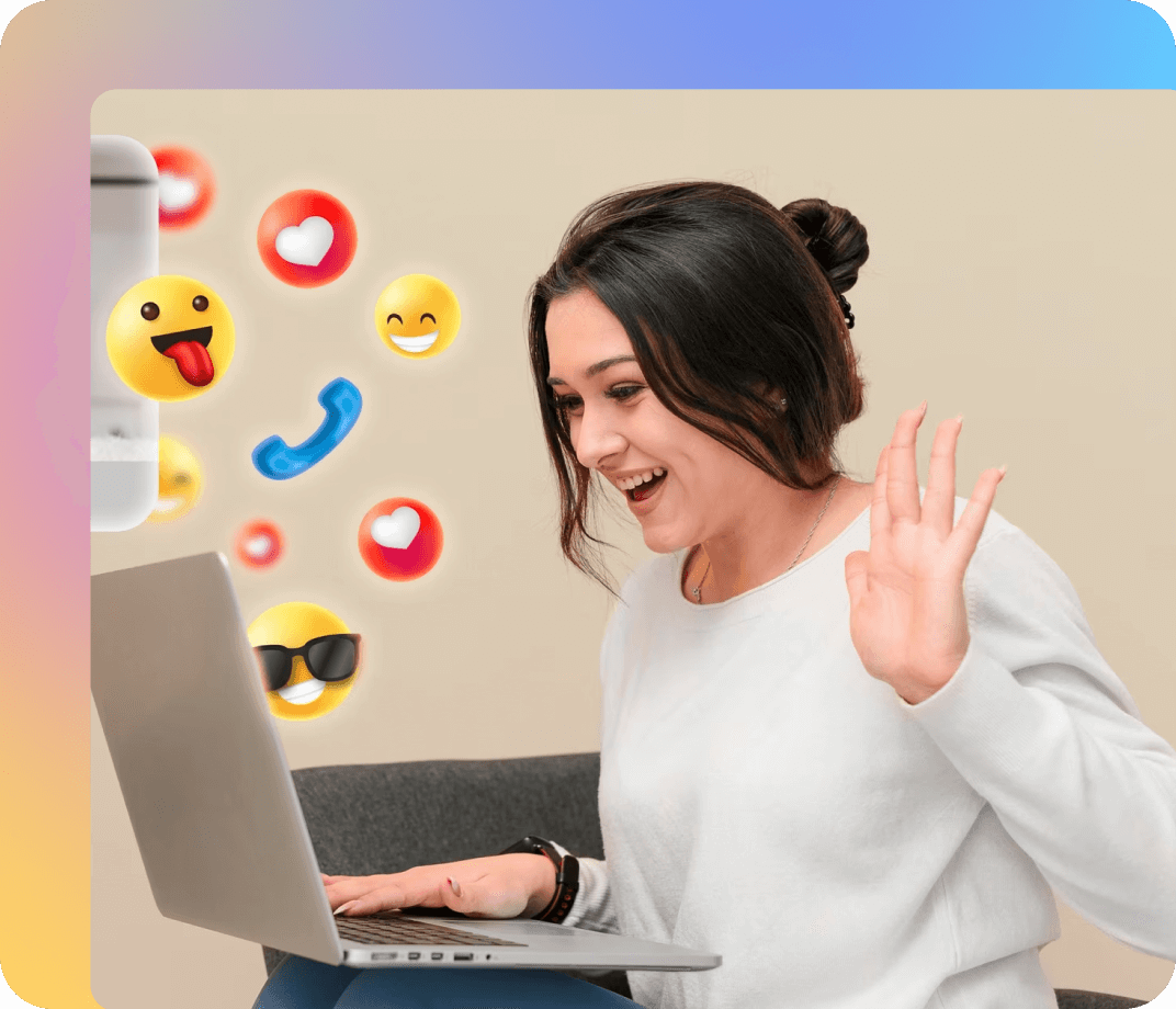 Tambahkan <span class="text-[#00D3B6]">Sebutan dan Emoji</span> dalam Sekejap