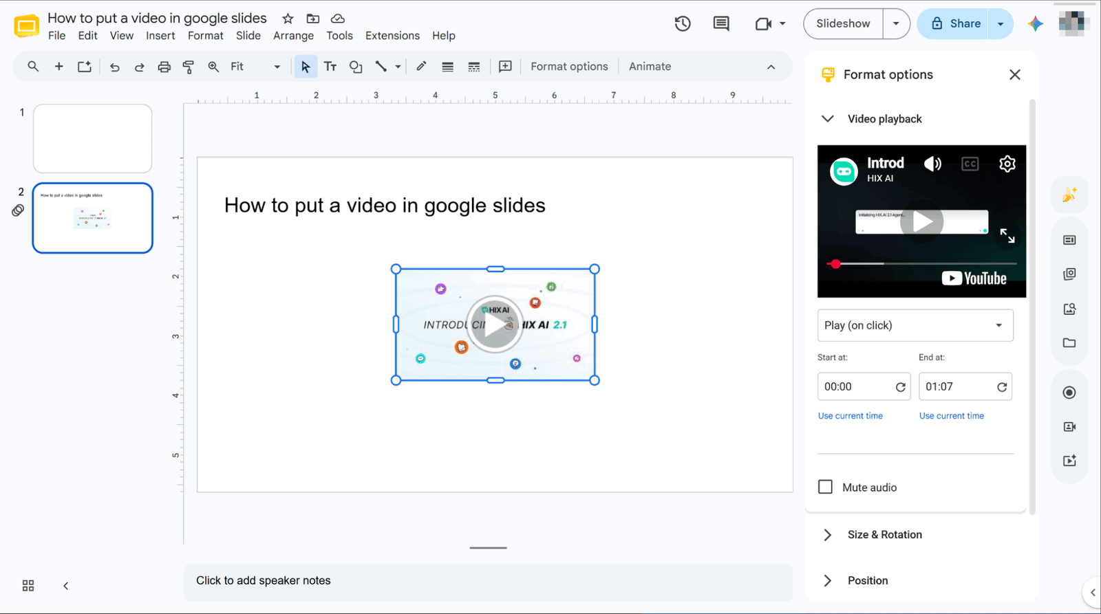 inserire un video in Google Slides