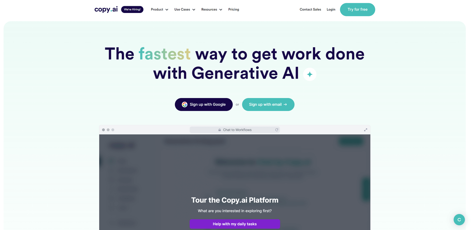 Gerador de conteúdo de IA Copy.ai
