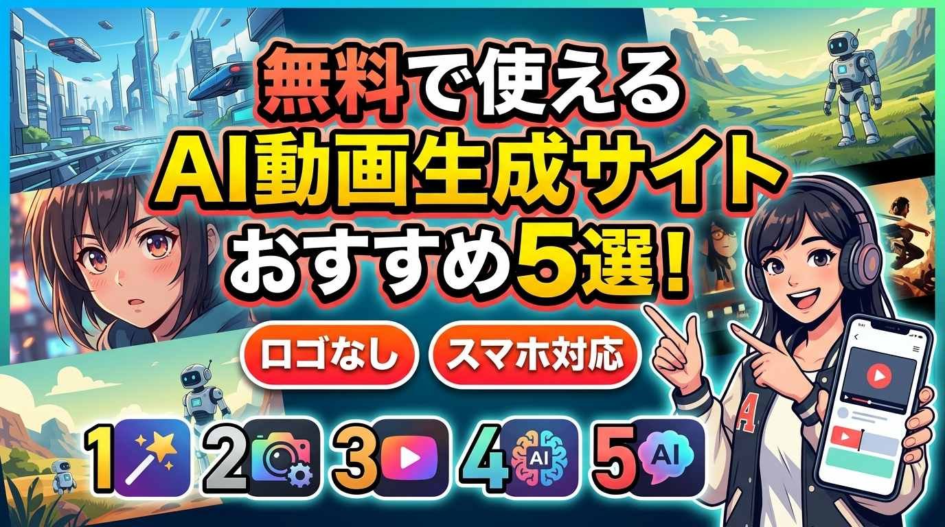 【2026最新】無料で使えるAI動画生成サイトおすすめ5選!ロゴなし・スマホ対応
