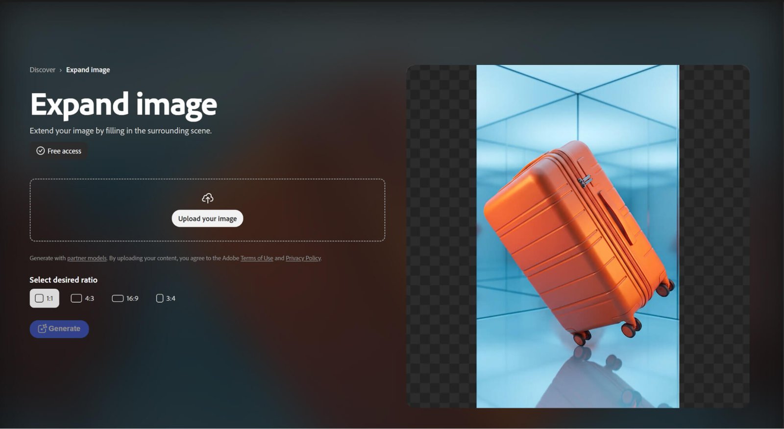 Adobe Firefly generativ udvidelse