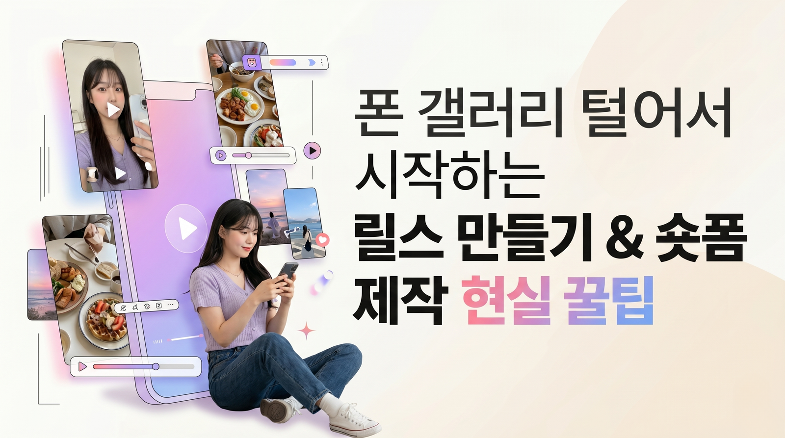 스마트폰 갤러리 영상으로 시작하는 인스타그램 릴스 만들기 및 유튜브 숏폼 제작 현실 꿀팁 메인 이미지