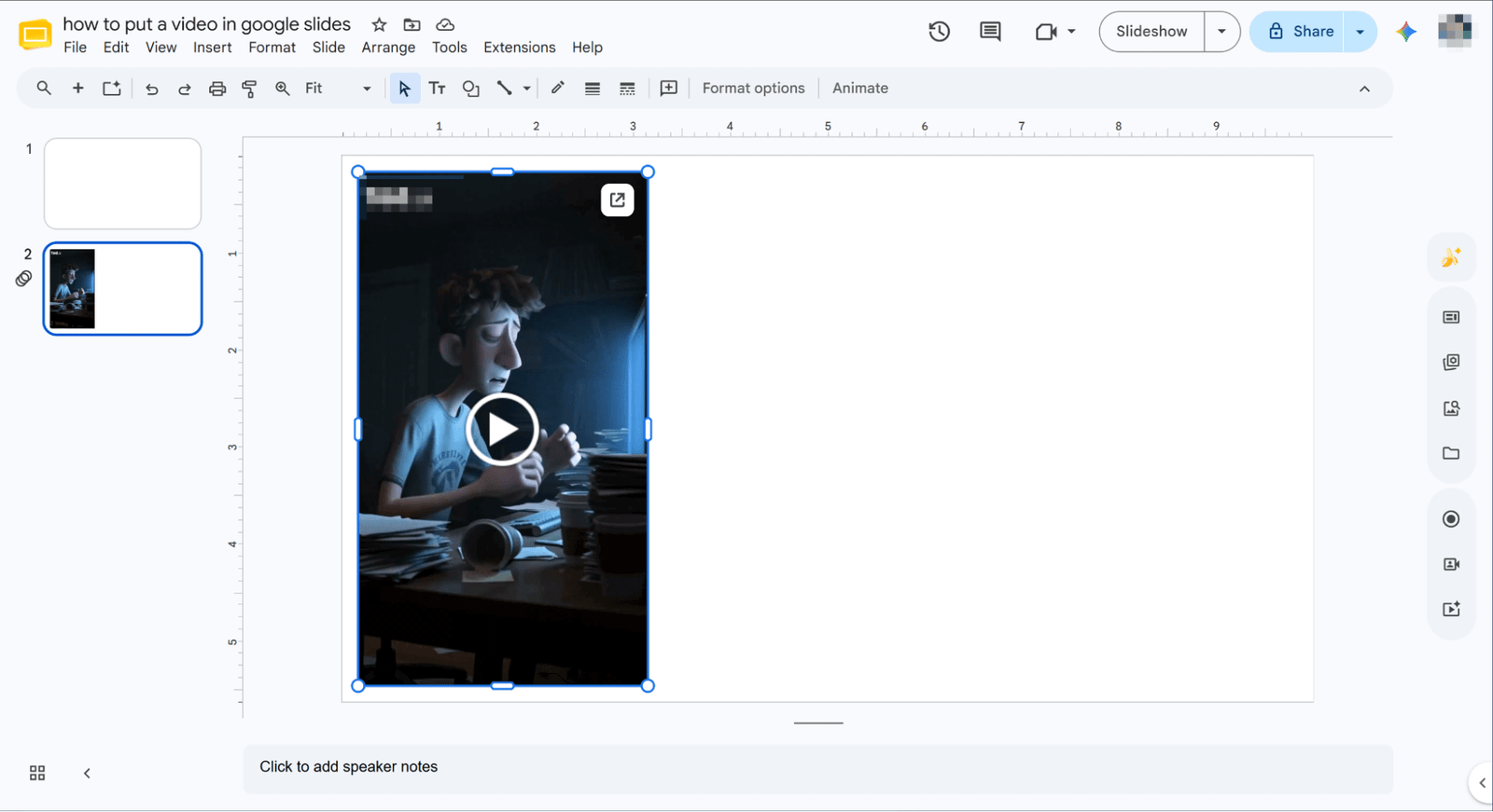 inserire video in Google Slides