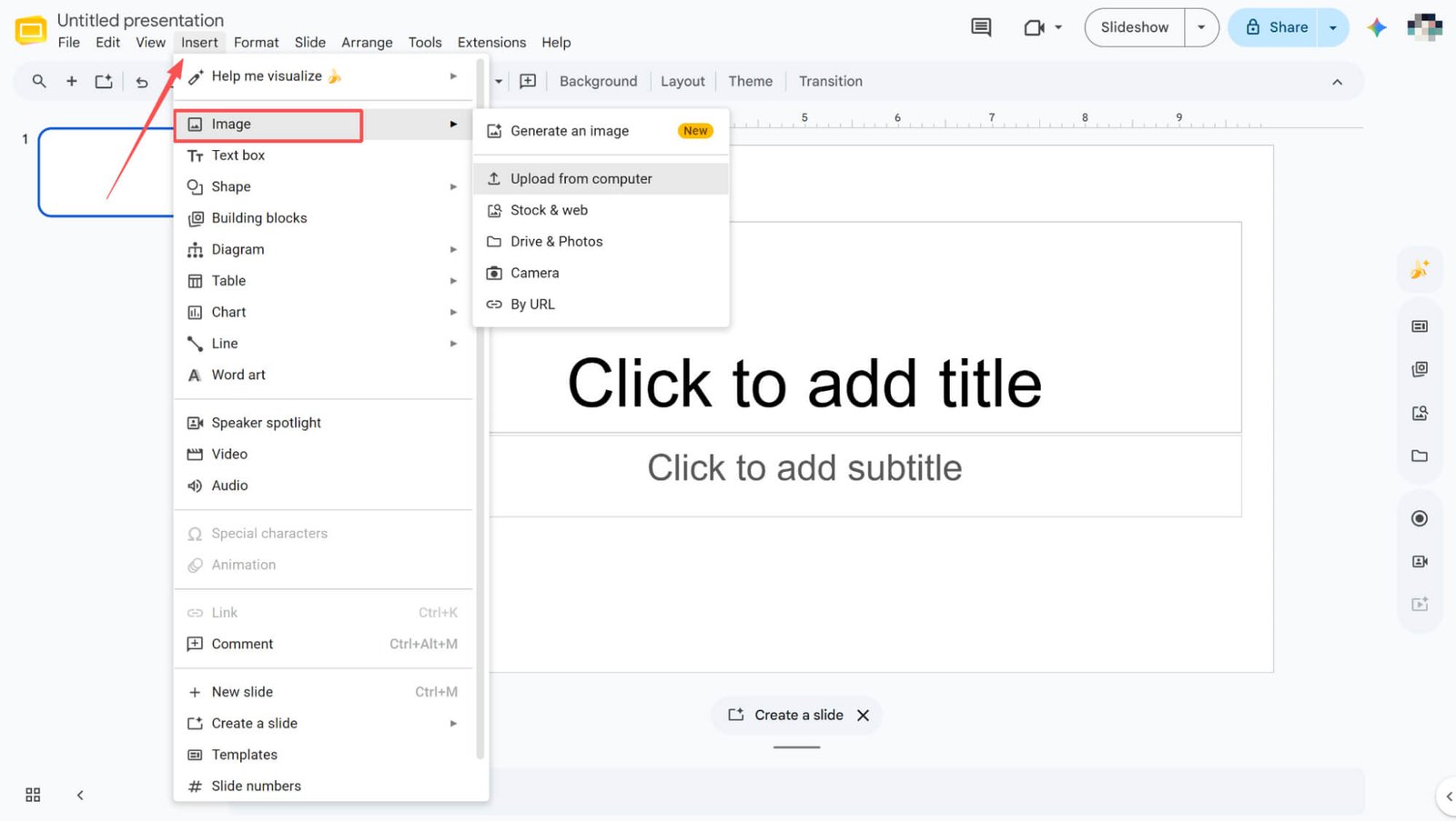 inserire immagini in Google Slides