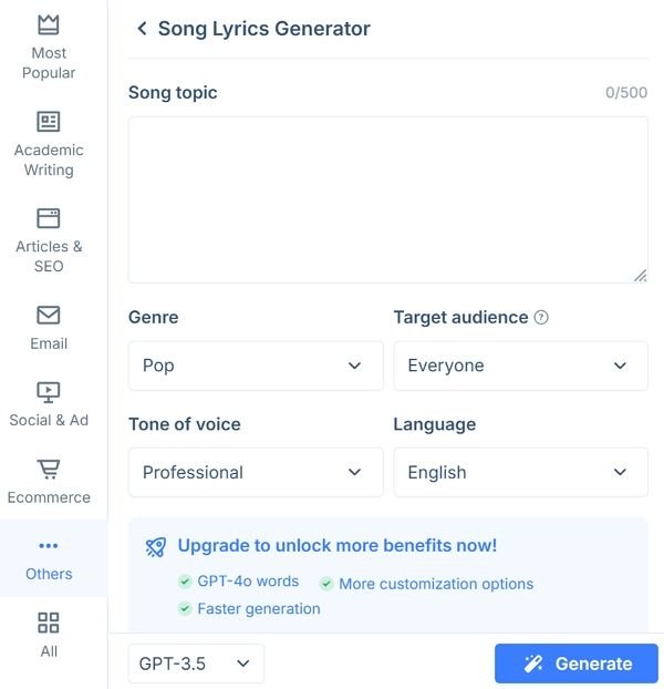 Gerador de letra de música IA